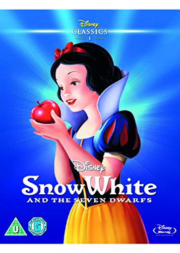 Snow White holding a red apple, Disney Classics Blu-ray cover.