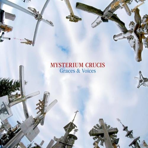 Album cover with multiple metal crosses against a cloudy sky, titled "Mysterium Crucis".