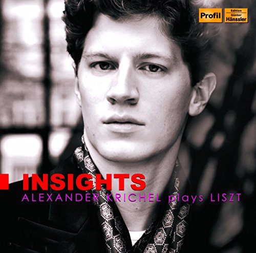 CD cover featuring a black and white portrait of pianist Alexander Krichel.