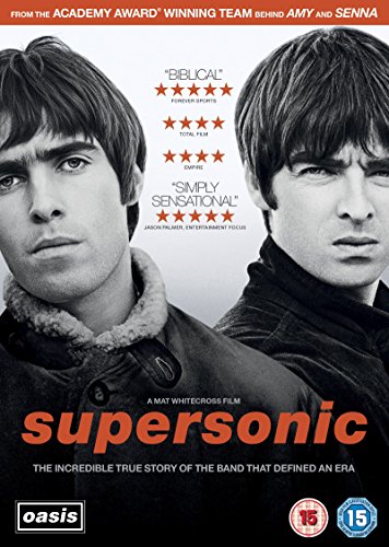 "Oasis: Supersonic" DVD cover featuring black-and-white photo of two men, with orange text.