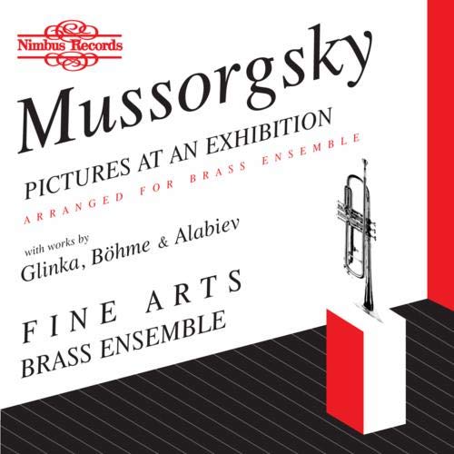 CD cover for Mussorgsky’s “Pictures at an Exhibition” with a trombone.