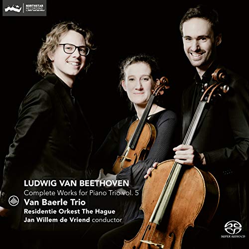 "CD cover with three musicians holding string instruments against a black background."