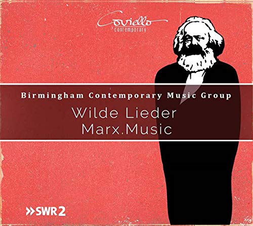 A red album cover with a black-and-white illustration of Karl Marx.