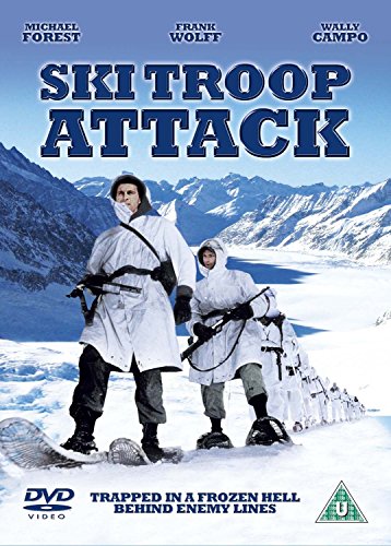 DVD cover for “Ski Troop Attack” featuring soldiers in a snowy landscape.