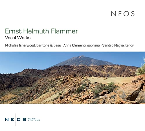 CD cover for Ernst Helmuth Flammer’s Vocal Works with a mountain landscape.