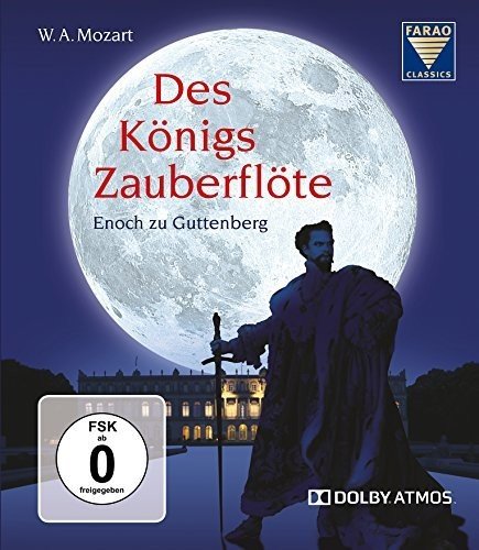 Blu-ray cover for Mozart’s *The Magic Flute* featuring a man with a sword.