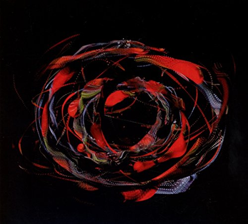 Abstract red and black swirl on a dark background, CD cover art.