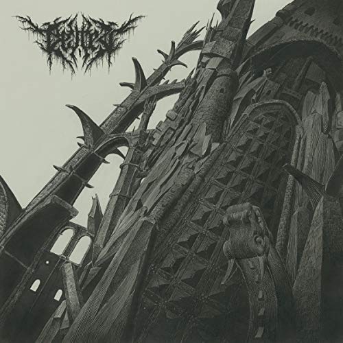 Black and white album cover depicting a gothic, ruined cityscape.