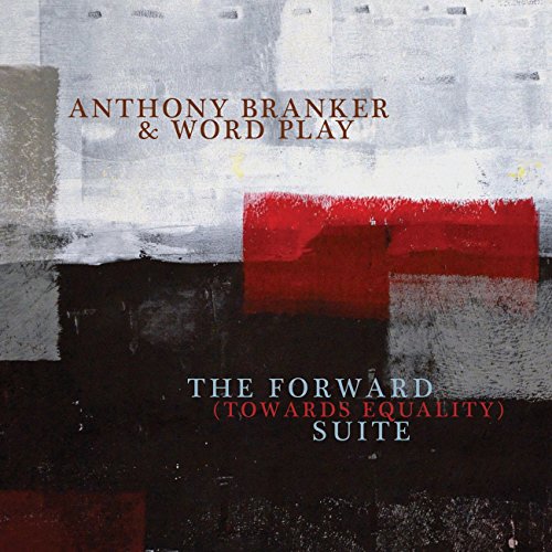 "Album cover with abstract red, black, and white design and artist names and title."