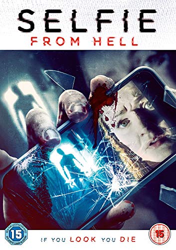 "Selfie From Hell DVD cover with a cracked phone screen and frightened face."