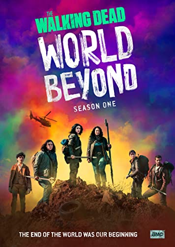 The Walking Dead: World Beyond" DVD cover with characters and helicopter.