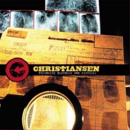 CD cover with fingerprints, a magnifying glass, and document imagery.