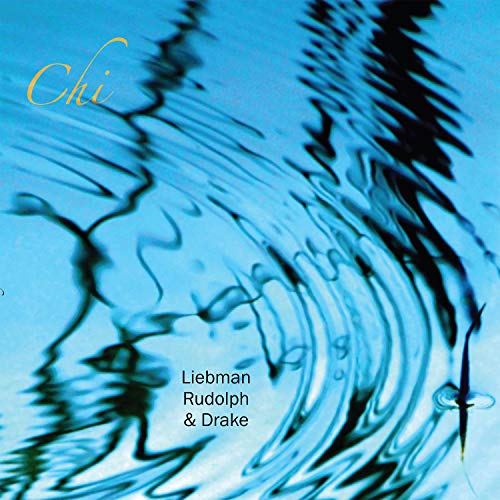 Album cover for "Chi" featuring abstract blue water ripple imagery.