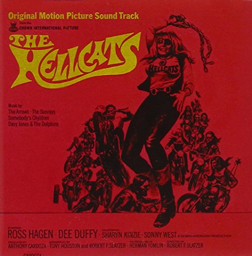 Red CD cover for “The Hellcats” soundtrack featuring a woman with a whip.
