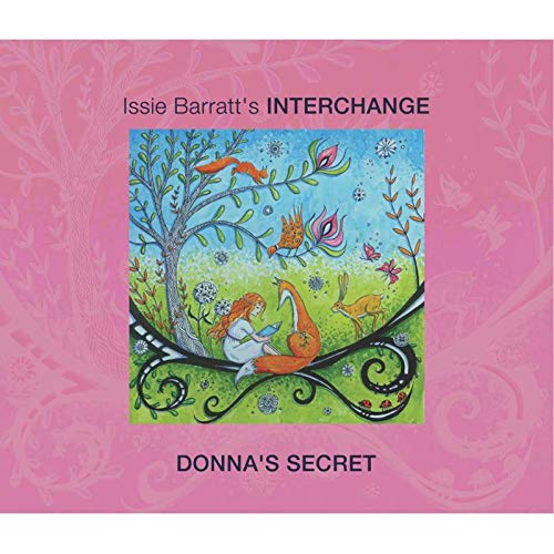 "Pink album cover with whimsical illustration of a woman and fantastical creatures."