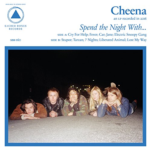 CD cover for Cheena’s “Spend The Night With…” featuring five people lying down.