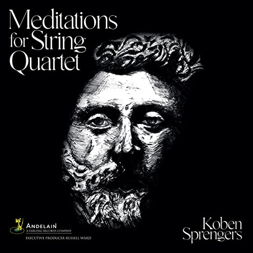 CD cover: black and white portrait of a bearded man, “Meditations.”