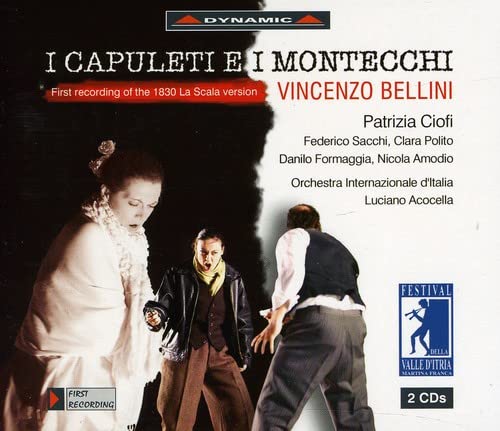 CD cover for Bellini’s “I Capuleti e i Montecchi” opera with performers pictured.