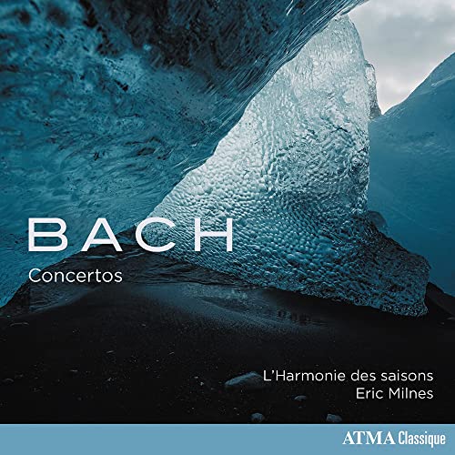 CD cover for Bach concertos featuring a blue ice cave image.