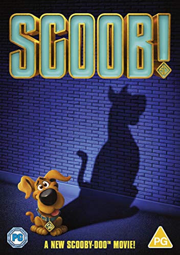 DVD cover for Scoob! featuring Scooby-Doo and his large shadow against a brick wall.