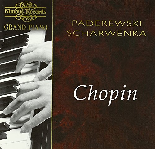 CD cover featuring piano keys, hands, and the names Chopin, Paderewski, Scharwenka.