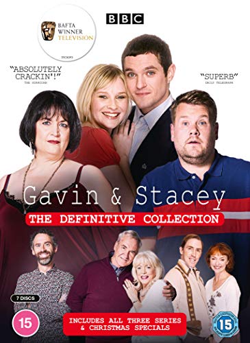 DVD cover featuring main characters from "Gavin & Stacey" TV series, with title and cast images.
