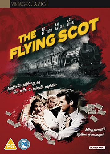 DVD cover for "The Flying Scot" featuring a train and cast portraits.