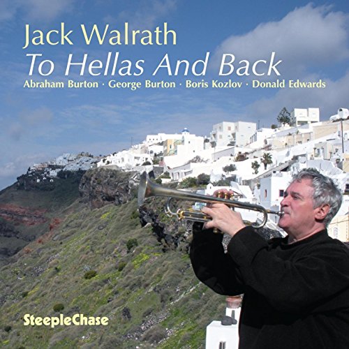 Album cover featuring a man playing trumpet in front of whitewashed buildings on a hillside.