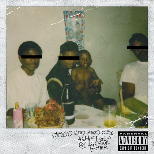 Album cover for Kendrick Lamar’s “Good Kid, M.A.A.D City” with blurred faces.