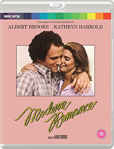 Blu-ray cover for "Modern Romance" featuring a couple embracing.