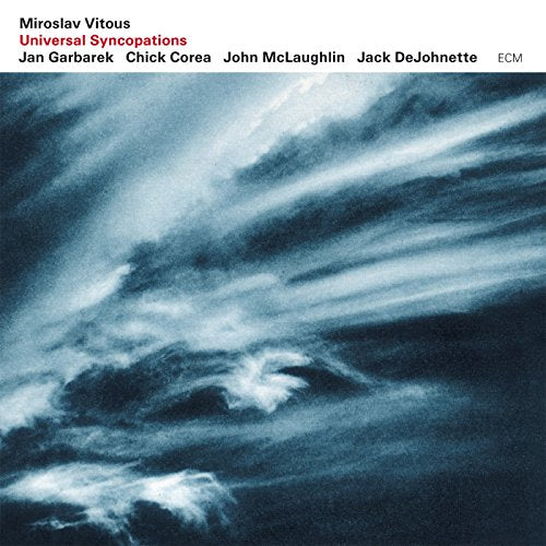CD cover for Miroslav Vitous’ “Universal Syncopations” with abstract blue imagery.