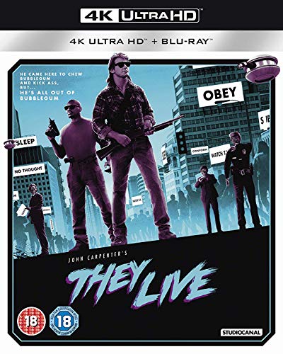 “They Live” Blu-ray cover featuring Kurt Russell with sunglasses and a shotgun.