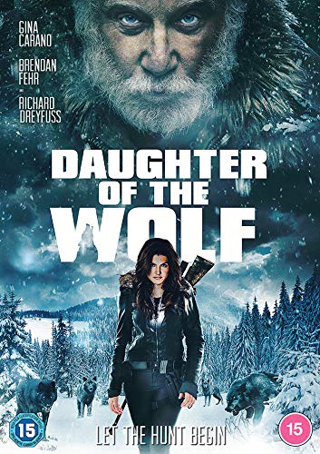 DVD cover for "Daughter of the Wolf" showing a woman with wolves in a snowy forest.