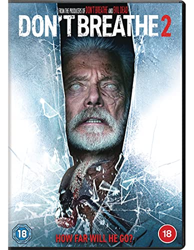 Don't Breathe 2" DVD cover featuring a close-up of a man’s weathered face.