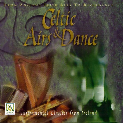 "Celtic Airs & Dance" CD cover featuring a harp and Irish dancer's legs.