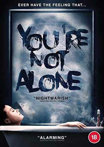DVD cover for horror film "You're Not Alone" with distressed text and bathtub scene.