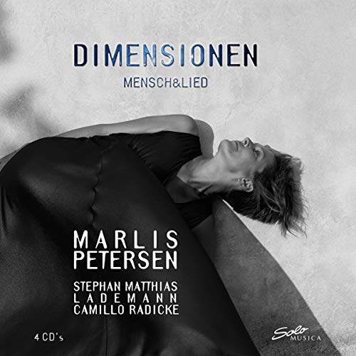 CD cover: woman reclines, text "Dimensionen: Mensch & Lied" and artist names.