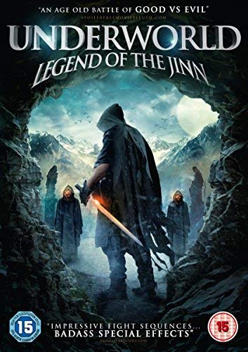 DVD cover for "Underworld: Legend Of The Jinn" featuring a hooded figure with a sword.