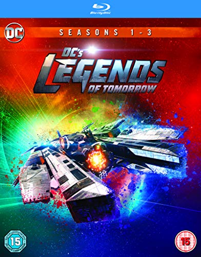 "Blu-ray cover featuring a spaceship with 'DC's Legends of Tomorrow' title and 'Seasons 1-3' banner."