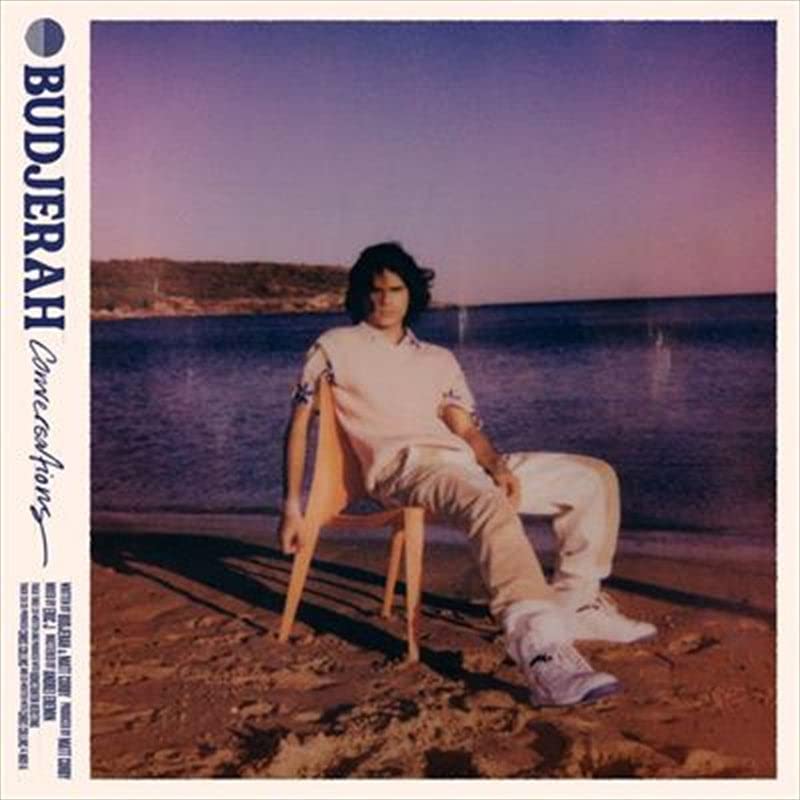 CD cover for Budjerah’s “Conversations” featuring a man sitting outdoors.