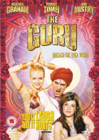 DVD cover for "The Guru" featuring three actors against a red ornate background.