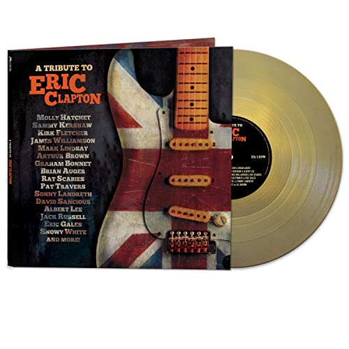 Vinyl record of “A Tribute To Eric Clapton” with guitar image cover.