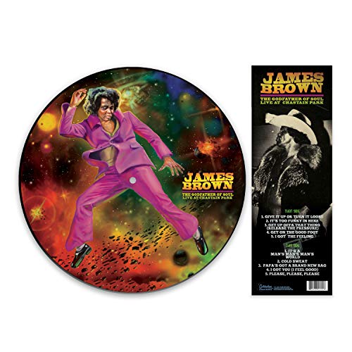 James Brown vinyl record with colorful cover art and tracklist details.