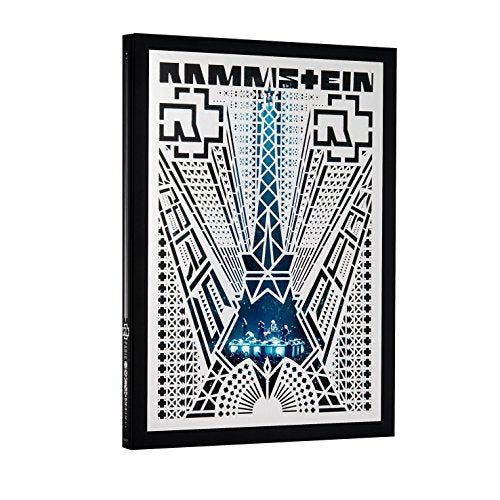 Rammstein Paris CD case featuring a stylized Eiffel Tower graphic with a band silhouette.