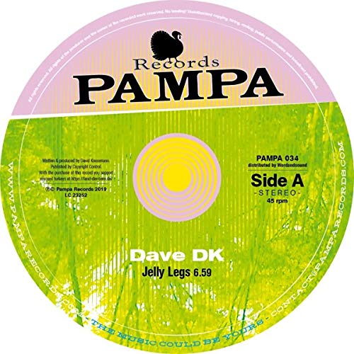 Green vinyl record label with "Pampa Records" and "Dave DK" text.
