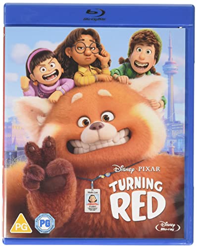 “Turning Red” Blu-ray cover featuring Mei, friends, and a giant red panda.