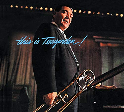 "CD cover featuring Jack Teagarden holding a trombone, wearing a black suit."