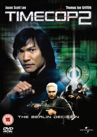 "Timecop 2 DVD cover featuring Jason Scott Lee and armed men in futuristic setting."