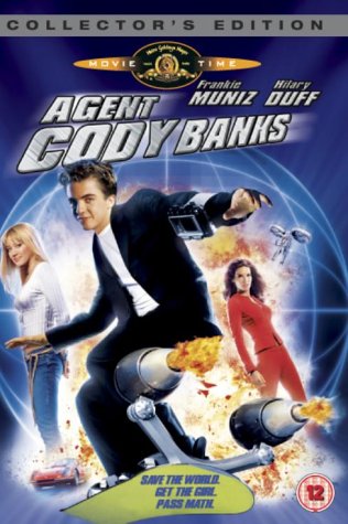 "Agent Cody Banks DVD cover featuring a man in a suit with jet boots."