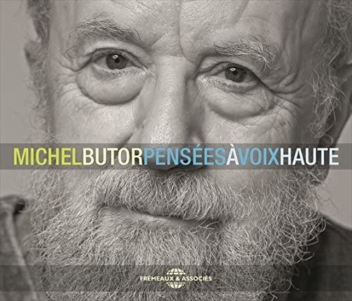 Close-up portrait of Michel Butor with album title "Pensées à Voix Haute".